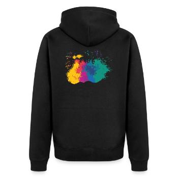 Farbkleckse Kleckse Farbspritzer Maler Geschenk - Unisex Premium Bio Zip Hoodie - Schwarz - Hinten - Nico (187cm)