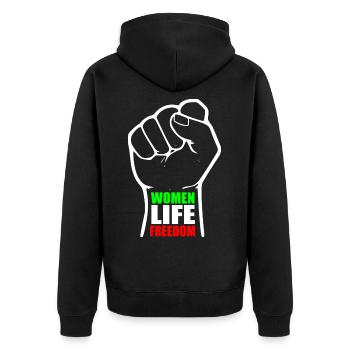 Women life freedom - Unisex Premium Organic Zip Hoodie - black - Back - Nico (187cm)