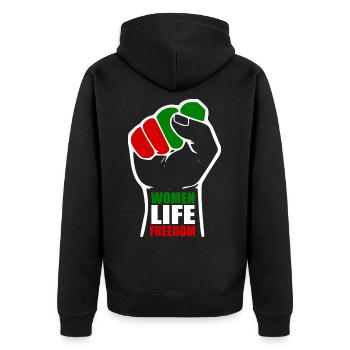 Women life freedom - Unisex Premium Bio Zip Hoodie - Schwarz - Hinten - Nico (187cm)