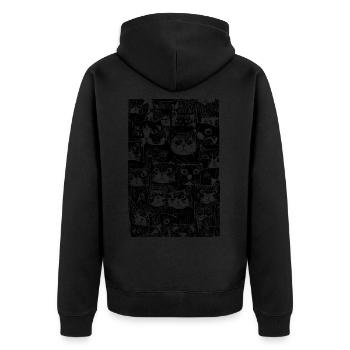 Cat World, Funny Kittens, Black, Memes - Unisex Premium Organic Zip Hoodie - black - Back - Nico (187cm)