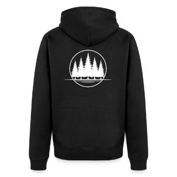 Waldbaden shinrin yoku Waldmeditation Waldmensch - Unisex Premium Bio Zip Hoodie - Schwarz - Hinten - Nico (187cm)