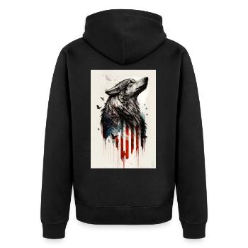 Wolf Design by ART8NS Art on Streetwear S 13of25 - Unisex Premium Organic Zip Hoodie - black - Back - Nico (187cm)
