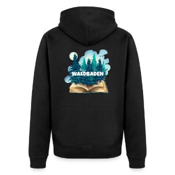 Entspannung Waldbaden Achtsamkeitstrainer Natur - Unisex Premium Bio Zip Hoodie - Schwarz - Hinten - Nico (187cm)