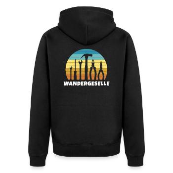 Wandergesellen Wandersmann Wandergeselle - Unisex Premium Bio Zip Hoodie - Schwarz - Hinten - Nico (187cm)