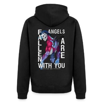 Fallen Angels - Unisex Premium Organic Zip Hoodie - black - Back - Nico (187cm)