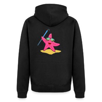 beachhockey beachhockeyverein strandhockey - Unisex Premium Bio Zip Hoodie - Schwarz - Hinten - Nico (187cm)