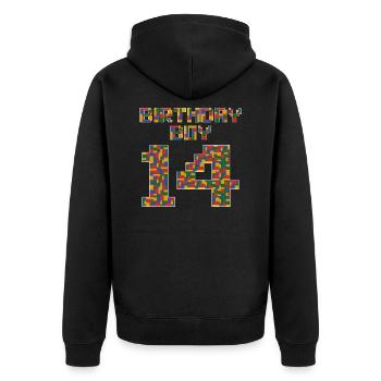 Mignon 14th Birthday Gift 14 ans Bâtiment en bloc - Veste à capuche bio Premium Unisexe - noir - Dos - Nico (187cm)