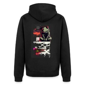 Frog Graffiti Design by ART8NS Art ON Streetwear - Unisex Premium Organic Zip Hoodie - black - Back - Nico (187cm)