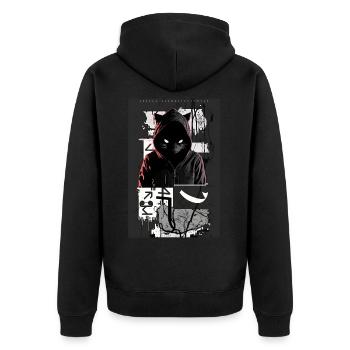 Cat Graffiti Design by ART8NS Art ON Streetwear - Unisex Premium Bio Zip Hoodie - Schwarz - Hinten - Nico (187cm)