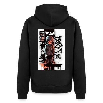 Robot by ART8NS - Art ON Streetwear - Unisex Premium Organic Zip Hoodie - black - Back - Nico (187cm)