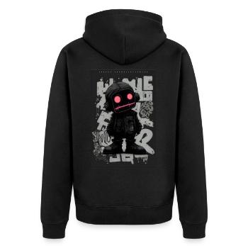 Robot by ART8NS - Art ON Streetwear - Unisex Premium Organic Zip Hoodie - black - Back - Nico (187cm)