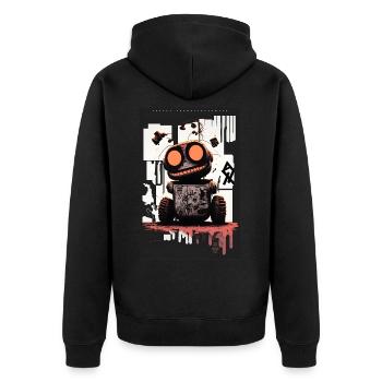 Robot by ART8NS - Art ON Streetwear - Unisex Premium Organic Zip Hoodie - black - Back - Nico (187cm)