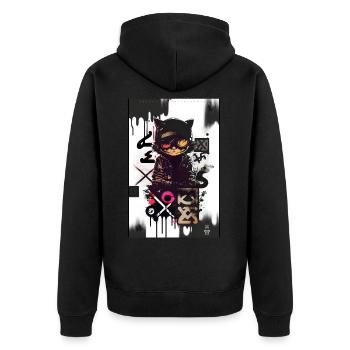 Chat par ART8NS - Art ON Streetwear - Veste à capuche bio Premium Unisexe - noir - Dos - Nico (187cm)