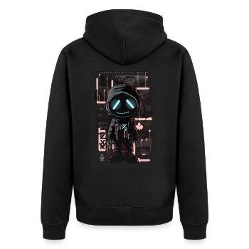 Crazy Graffiti Robot by ART8NS - Art ON Streetwear - Unisex Premium Bio Zip Hoodie - Schwarz - Hinten - Nico (187cm)