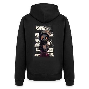 Momie par ART8NS - Art ON Streetwear - Veste à capuche bio Premium Unisexe - noir - Dos - Nico (187cm)