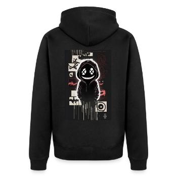 Ghost by ART8NS - Art ON Streetwear - Unisex Premium Organic Zip Hoodie - black - Back - Nico (187cm)