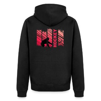 Feldhockey Hockeylegende Hockey Hockeysport - Unisex Premium Bio Zip Hoodie - Schwarz - Hinten - Nico (187cm)