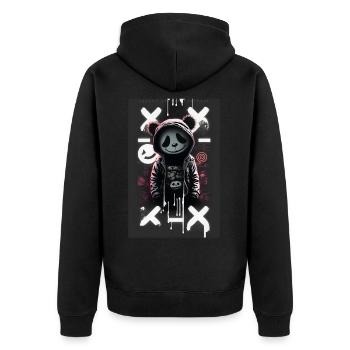 Panda by ART8NS - Art ON Streetwear - Unisex Premium Organic Zip Hoodie - black - Back - Nico (187cm)
