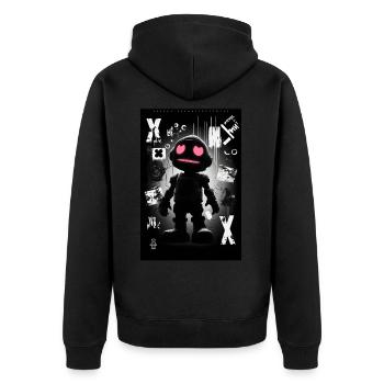 Robot by ART8NS - Art ON Streetwear - Unisex Premium Bio Zip Hoodie - Schwarz - Hinten - Nico (187cm)
