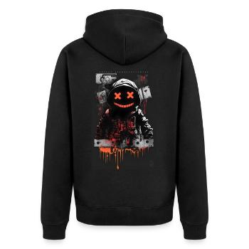 Robot by ART8NS - Art ON Streetwear - Unisex Premium Bio Zip Hoodie - Schwarz - Hinten - Nico (187cm)