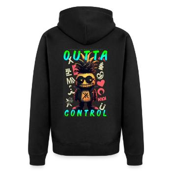 Outta Control by ART8NS - Art ON Streetwear - Unisex Premium Organic Zip Hoodie - black - Back - Nico (187cm)