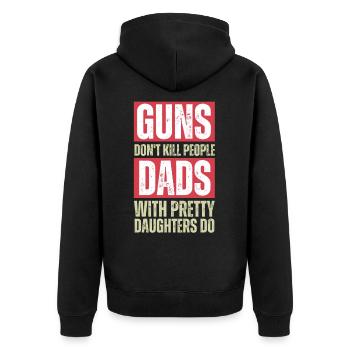 Väter mit hübschen Töchtern - Unisex Premium Bio Zip Hoodie - Schwarz - Hinten - Nico (187cm)