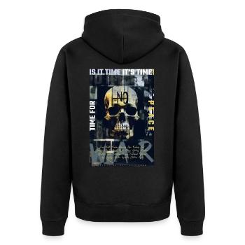 NO war par ART8NS - Art ON Streetwea - Veste à capuche bio Premium Unisexe - noir - Dos - Nico (187cm)