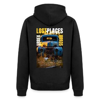Lost Roads réalisé par ART8NS - Art ON Streetwear - Veste à capuche bio Premium Unisexe - noir - Dos - Nico (187cm)