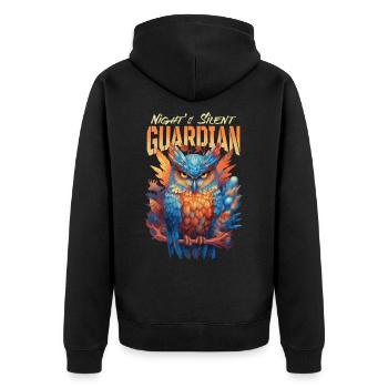 Owl Bird Guardian Night Nature Mystical Colorful Art - Unisex Premium Organic Zip Hoodie - black - Back - Nico (187cm)