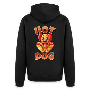 Hot Dog Hund Wurst Fast Food Wortwitz Lustig Humor - Unisex Premium Bio Zip Hoodie - Schwarz - Hinten - Nico (187cm)