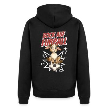 Bock Auf Fußball Lustig Humor Wortwitz Fußballer - Unisex Premium Bio Zip Hoodie - Schwarz - Hinten - Nico (187cm)