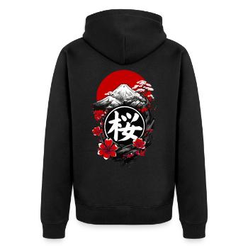 Cerisier japon en fleurs - Veste à capuche bio Premium Unisexe - noir - Dos - Nico (187cm)