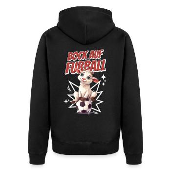 Bock Auf Fußball Lustig Humor Wortwitz Fußballer - Unisex Premium Bio Zip Hoodie - Schwarz - Hinten - Nico (187cm)