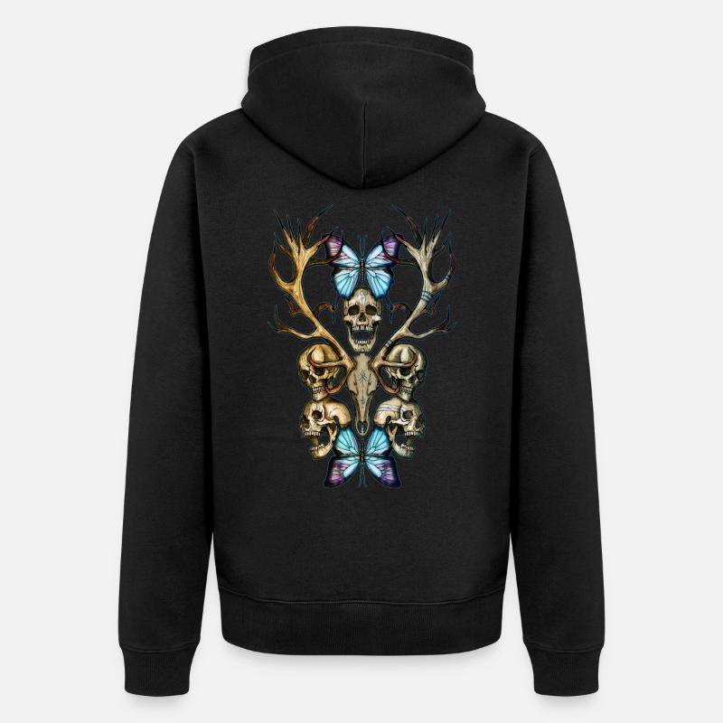 Bois de crâne 4 - Veste à capuche bio Premium Unisexe - noir
