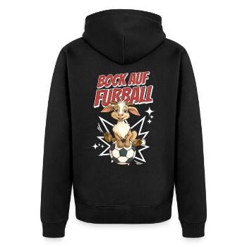 Bock Auf Fußball Lustig Humor Wortwitz Fußballer - Unisex Premium Bio Zip Hoodie - Schwarz - Hinten - Nico (187cm)