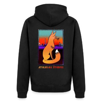Atomic Utopia - Nuclear Fox - Unisex Premium Organic Zip Hoodie - black - Back - Nico (187cm)
