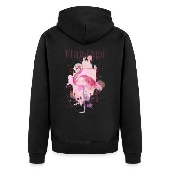 Flamingo Vibes Oiseau Exotique Été Rose Rose - Veste à capuche bio Premium Unisexe - noir - Dos - Nico (187cm)