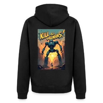 Apocalypse - Unisex Premium Organic Zip Hoodie - black - Back - Nico (187cm)