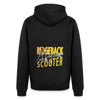 Ridgeback Dog Scooter - Unisex Premium Bio Zip Hoodie - Schwarz - Hinten - Nico (187cm)