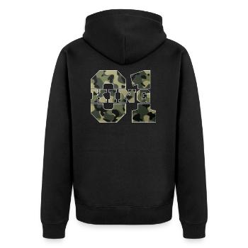Idée cadeau cadeau roi - reine - Veste à capuche bio Premium Unisexe - noir - Dos - Nico (187cm)