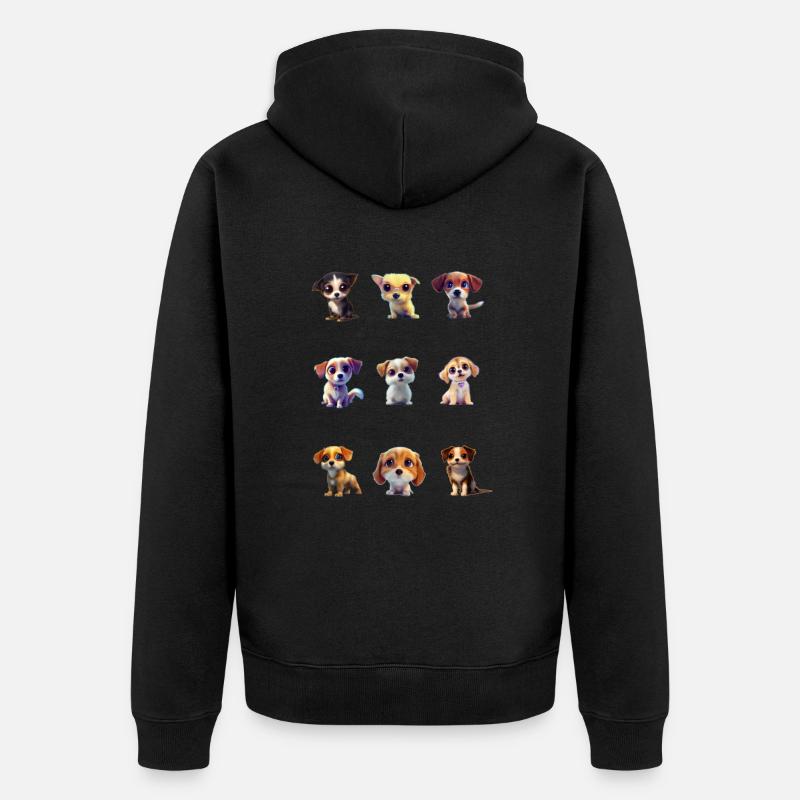 Chiots mignons - Veste à capuche bio Premium Unisexe - noir