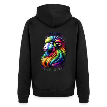 I am the colorful sheep of the family - Unisex Premium Bio Zip Hoodie - Schwarz - Hinten - Nico (187cm)