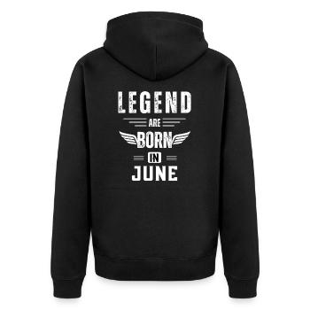 legend are born in June - Unisex Premium Organic Zip Hoodie - black - Back - Nico (187cm)