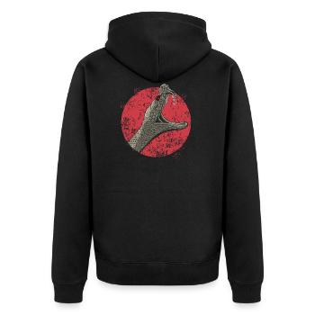 Rattlesnake in gray-brown - Unisex Premium Organic Zip Hoodie - black - Back - Nico (187cm)