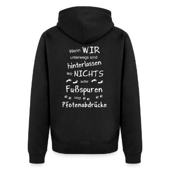Statement - Wenn wir unterwegs sind ... (weiß) - Unisex Premium Bio Zip Hoodie - Schwarz - Hinten - Nico (187cm)