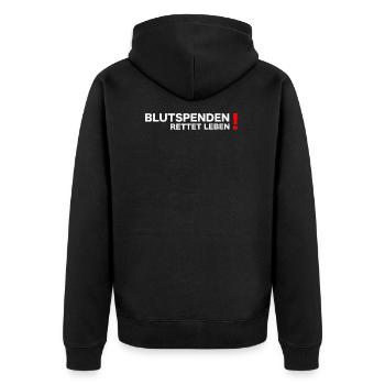 Blutspenden rettet leben Blutspender Blutspenderin - Unisex Premium Bio Zip Hoodie - Schwarz - Hinten - Nico (187cm)