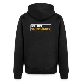 Ich bin Sauerländer - Unisex Premium Bio Zip Hoodie - Schwarz - Hinten - Nico (187cm)
