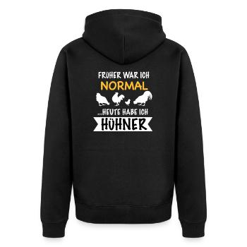 Huhn Hühner Hühnerzüchter lustiges Motiv Geschenk - Unisex Premium Bio Zip Hoodie - Schwarz - Hinten - Nico (187cm)