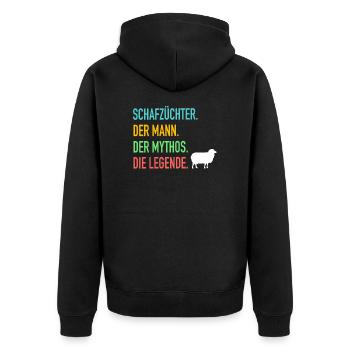 Schaf Schafe Hirte Schäfer Schafbesitzer Geschenk - Unisex Premium Bio Zip Hoodie - Schwarz - Hinten - Nico (187cm)