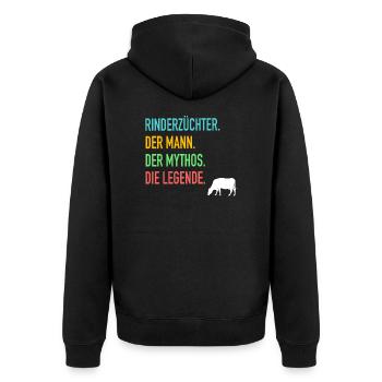 Rind Rinderzüchter Rinderbauer Rinder Geschenk - Unisex Premium Bio Zip Hoodie - Schwarz - Hinten - Nico (187cm)